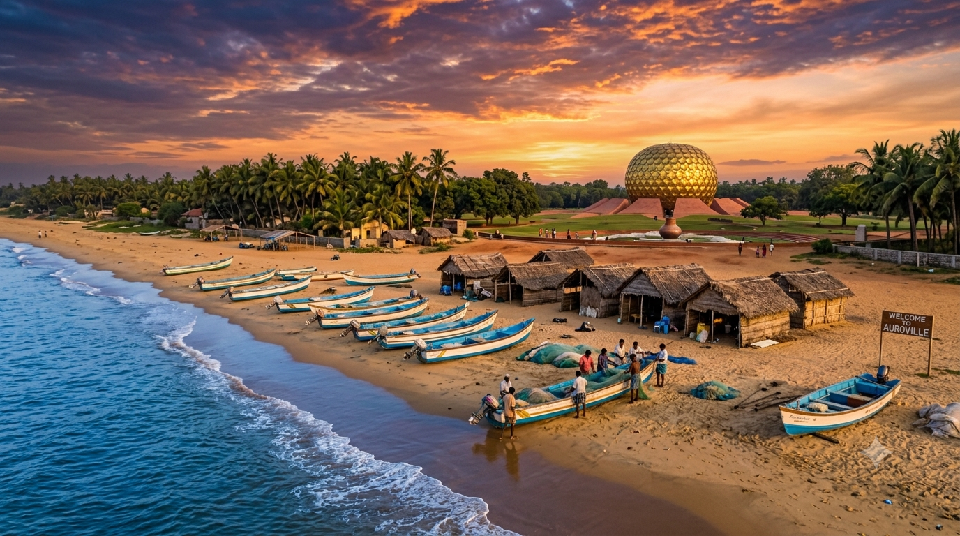 Auroville Matrimandir - Iconic golden dome meditation center in Puducherry