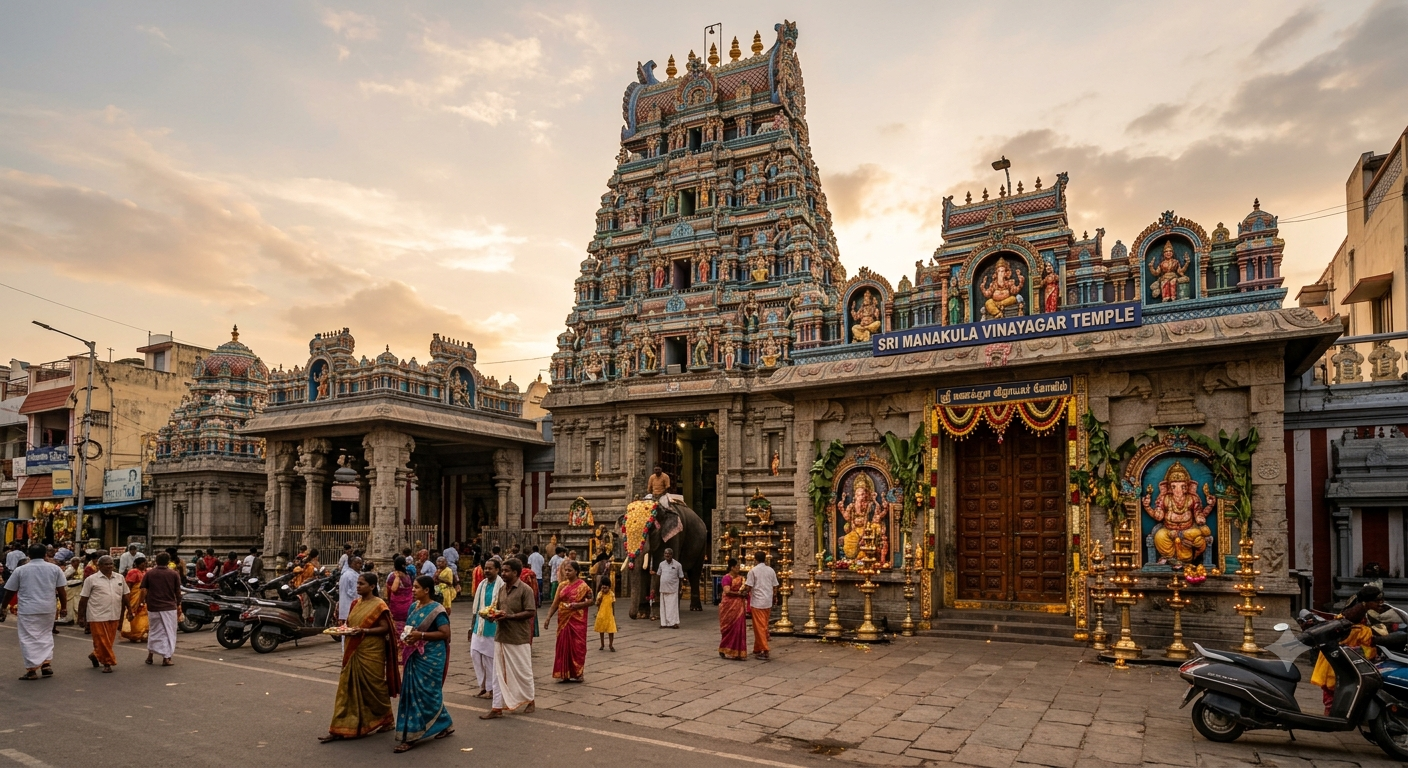 Manakula Vinayagar Temple - Historic temple with ornate Indian architecture in Puducherry