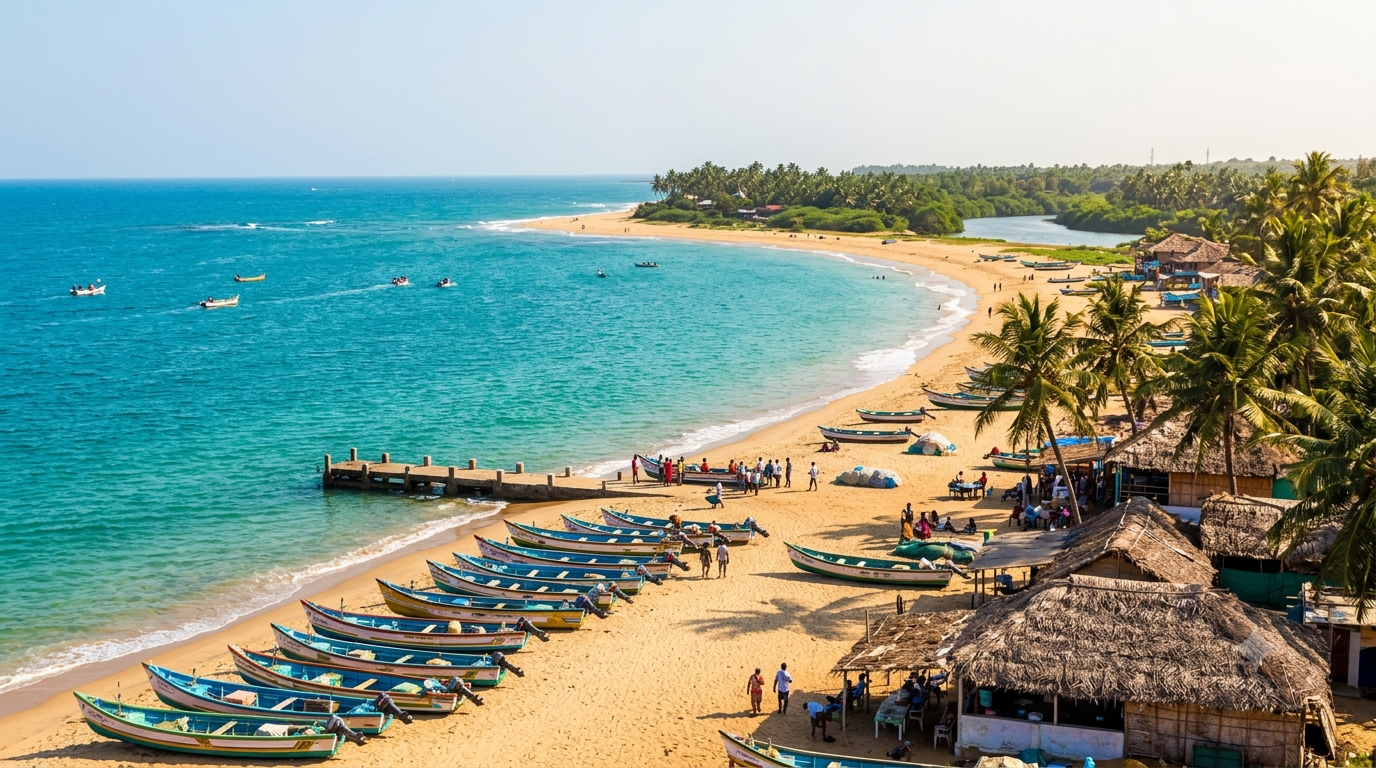 Paradise Beach - Secluded sandy shore with turquoise water in Puducherry